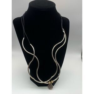 Lizzy James Womens Gold-tone Tree Of Life Charm Silver Curved Tube Necklace OS